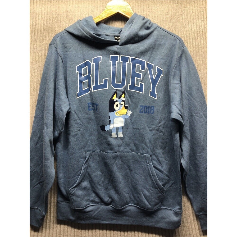 Bluey Sweatshirt Size SM/Ch 28-30 Blue Hoodie Pockets Est 2018